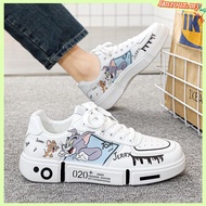 Anime Cat and Mouse Board Shoes Casual Shoes Canvas High-Top Men's Shoes White Elevator Shoes
