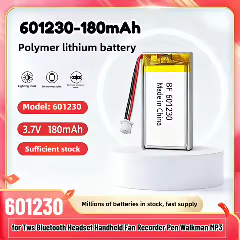 3.7V 180mAh 601230 Polymer Lithium Battery Li-polymer Batteries for Tws Bluetooth Headset Handheld F