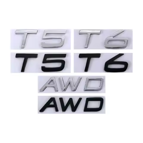 3d Metal T5 Logo T6 Emblem AWD Letters Car Trunk Badge For S60 C30 850 S40 V40 V70 XC60 V50 S70 C70