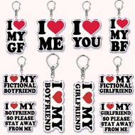 Mica keychain I Love My Fictional Boyfriend Girlfriend Acrylic Key chain bag couple lovers anime gif