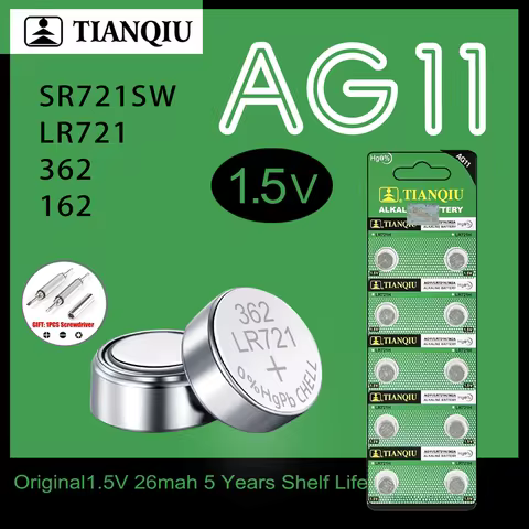 10-50PCS 1.55V AG11 Battery SG11 LR58 SR58 162 361 362 LR721 SR721 Button Batteries SR720 L721F Cell