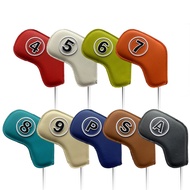 ปลอกหุ้มหัวไม้กอล์ฟ Cover Iron set ลายหนังเรียบคละสีแบบหรูหรา (CVI020) 1 ชุด มี 9 ชิ้น 4/5/6/7/8/9/P