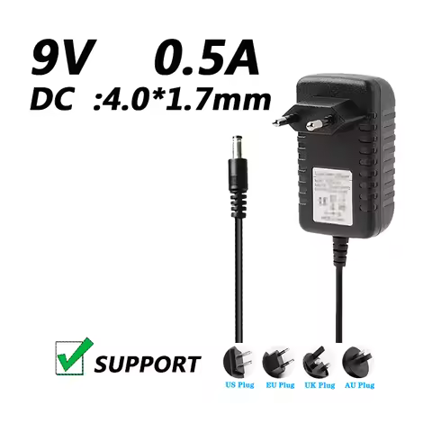 9V 0.5A 500mA AC/DC Adaptor Adapter Power Supply Wall Charger For hotone Ditto Looper guitar pedal 4