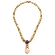Bvlgari Vintage Gold, Amethyst and Coral Curb Chain Necklace