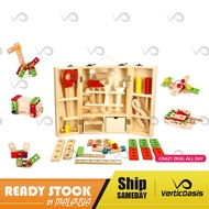 Verticoasis 43Pcs Wooden Tool Toolbox Construction Building DIY Kids Toy