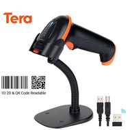 Tera 1D 2D QR Code Scanner Wireless Scanner with Stand Handheld Barcode Scanner Folding Stand Scanne