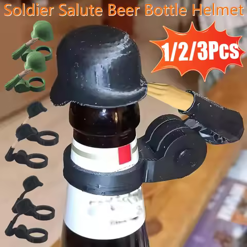 3-1PC Soldier Salute Beer Bottle Helmet Dustproof Beer Helmet Topper Creative Beer Bottle Cap for Pa
