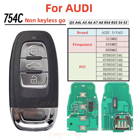 LUCKY 8T0959754C 8T0959754D 8K0959754E 8K0959754G Remote Control Key 315MHZ/433MHZ/868MHZ For Audi 2