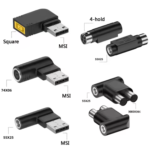 DC Square DC7.4*5.0mm to MSI 8P plug power conversion charging DC5.5*2.5mm to XBOX360 adapter port 4