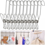 2pcs Stainless Steel Metal Long Tail Clip with Hook Clothes Pins Hanging Universal Clips for Kitchen Bathroom Office