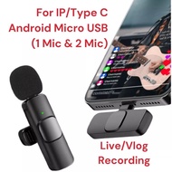Wireless Microphone K8/K9 Clip-on Microphone Vlogging Directly for Recording Microphone