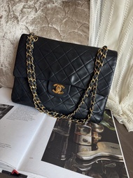 多年正版正貨商標門市現貨 可免息分期 vintage chanel cf black leather double flap chain bag 中古 復古 古董袋 袋 黑色 經典款