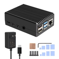 Raspberry Pi 4 Case with Power Supply, Raspberry Pi 4 Model B Heavy Duty Passive Cooling Metal Case