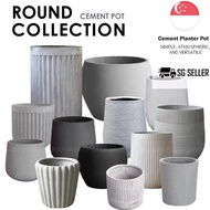 Cement Pot Cylinder Round Plant Pots Cement Planter Box Gray Black Flower Pot Long Pot Tall Pot Larg