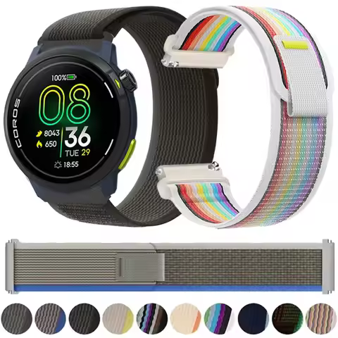 20/22mm Trail Nylon Loop Strap For COROS APEX 4 42mm/PACE Pro/3 Adjustable Replacement Band Suunto V