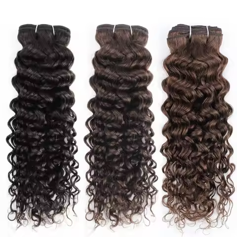 Water Wave Human Hair Weave 1 Bundle Color 4 Chocolate Brown Black 10-26 inch Quality Remy Human Hai