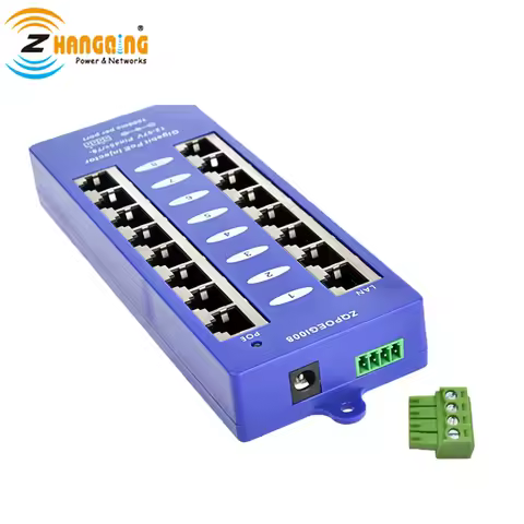 Free Ship Mode B Security Gigabit 8 Port PoE Injector 802.3af PoE Patch Panel For 48v or 24V Mikroti