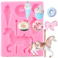 Carousel Ice Cream Silicone Molds DIY Baby Party Candy Resin Clay Cake Decorating Tools Chocolate Fo