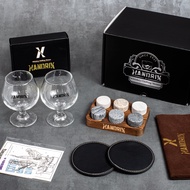 HANDRIX Whiskey Stone Brandy Glass 2 Glass Gift Set Cognac Glass Non-Melting Ice Whiskey Chilling St