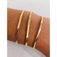 gelang tembaga original tidak pudar gelang couple Ins Gold Plated Flat Snake Chain Stainless Steel C