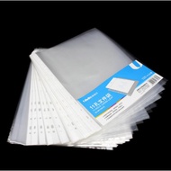 10 PCs A4 Clear Plastic Punched Pockets Folders Clear Sheet File Protector Pouch Certificate Storage