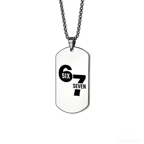 Stainless Steel Chain 67 Number Pendant Necklace for Women Men Lucky Number Chain Party Jewelry Gift