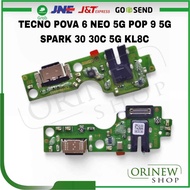 Pcb Board Usb Connector Cas Tecno Pova 6 Neo 5G Pop 9 5G Spark 30 30c 5G KL8H Connector Charger Boar