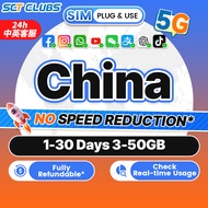 China SIM Card 5G 1-30Days Daily 2GB-Total 50GB Unlimited Data High Speed China unicom / Telecom Chi
