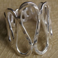 Coil ring modern silver Karen unique. beauty as a valuable souvenir. ring Size 8 9 10 11 แหวนเงินกะ
