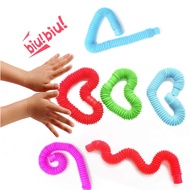 10pcs Decompression Toy Pop Tube Telescopic Bellows Sensory stocking Toy Color Stretch Tube Fun Tele
