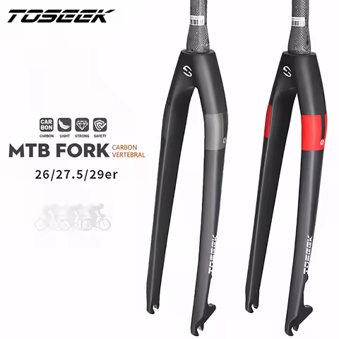 TOSEEK Mountain Bike Full Carbon Fiber Forks MTB Bicycle Tapered Fork Rigid Straight Disc Brake Bike