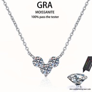 【 GRA Certificate Attached 】 1CT moissanite necklace, fashionable three diamond heart pendant S925 p