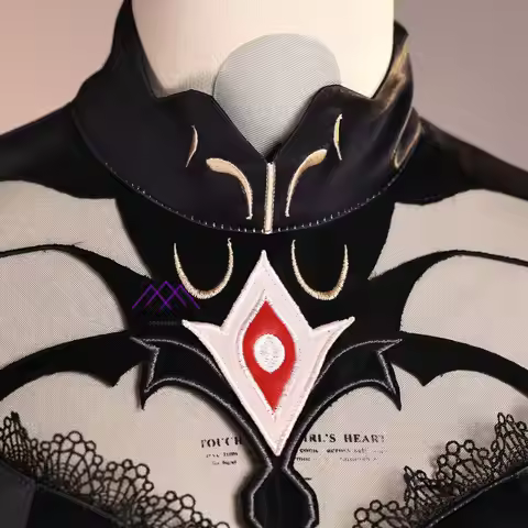 Hot Game Genshin Impact Cosplay Costume Anime Ronova Role Playing Outfit Full Set Black Red Dress fo