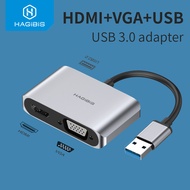 Hagibis USB 3.0 to HDMI-compatible VGA Adapter 1080P Multi-Display 2in1 USB to HDMI-compatible Converter for Windows 7/8/10 OS HP MacBook HUAWEI MateBook Monitor TV Projector