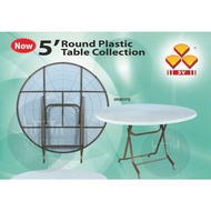 HOT SELLING 5ft ROUND 3V FOLDING PLASTIC TABLE / MEJA LIPAT / ROUND TABLE / OUTDOOR TABLE /MEJA MAMA