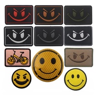 [Custom Patch] Unique Smiley Face Badge Velcro Patch Reflective Bicycle 3D Embroidered Backpack Sticker Bad
