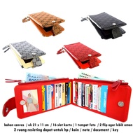 Women's Canvas Card Wallet Zip Lateen 2 Slim Compartments