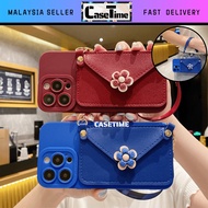 OPPO A77 2022 5G A92 A93 fon sarung pro camera flower wallet short strap soft case casing cover 手机壳