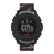 TIMEX TW2V85200 UFC Street Shock XL Fight Week นาฬิกาข้อมือผู้ชาย สายซิลิโคน สีดำ หน้าปัด 45 มม.