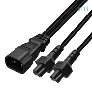 Will IEC C14 Male Plug Extension Power Cable 3Pin Connector IEC320-C14 to IEC320-C5+C5 Converter Ada