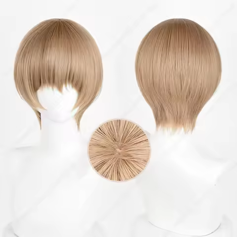 Sougo Okita Cosplay Wig 30cm Short Hair Light Brown Heat Resistant Synthetic Wigs