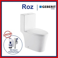 ROZ 828-G 1-PC Rimless Toilet Bowl with Geberit Flushing System