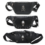 Rock Skull Women Chest Bag Woman Waist Bag Men Belt Bag Beg Pinggang Perempuan Beg Dada Lelaki 腰包男女 