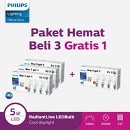 Philips Lampu LED Paket Hemat Beli 3 Gratis 1 Multipack Radiantline 5W 6500K Putih