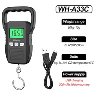 75/60KG 10g USB Charging Electronic Digital Scale Measure Hanging Hook Fishing Travel Luggage Weight
