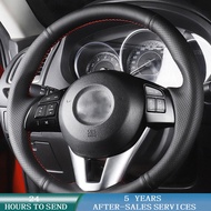 Car Steering Wheel Cover Cowhide Leather Car Accessories For Mazda 3 Axela Mazda 6 Atenza Mazda 2 CX-3 CX3 CX-5 CX5 Scio