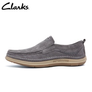 Clarks_ รองเท้าหนังกลับ Craft Cup Slip on Suede สีเทาลําลอง