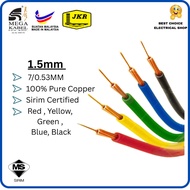 SIRIM APPROVED { MEGA } 1.5mm 100% Pure Copper PVC INSULATED Cable Wire Cable Wiring