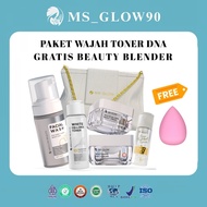 (FREE BEAUTY BLENDER + DTE MINI) MS GLOW - White Cell DNA Toner Facial Package Skincare Set