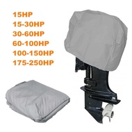 15-250HP Full Outboard Motor Engine Boat Cover 210D Waterproof Anti-scratch Heavy Duty Outboard Engine Protector Silver